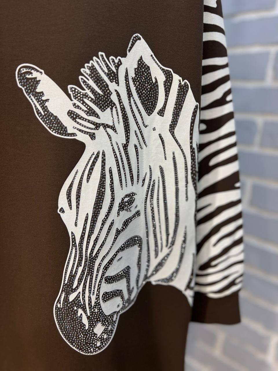 Світшот жіночий LSK 6030 подовжений зебра каміння OS Коричневий (1763) - фото 5