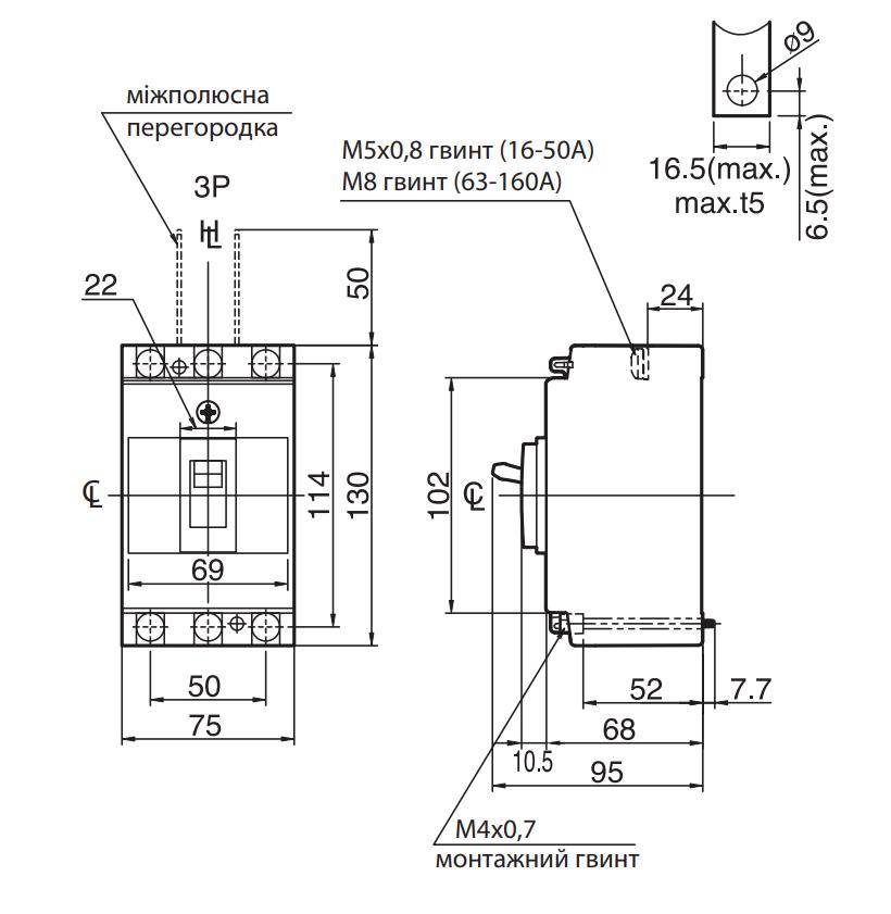 Автоматический выключатель ETI EB2S 160/3SF 3Р 125А 25кА (4671836) - фото 2