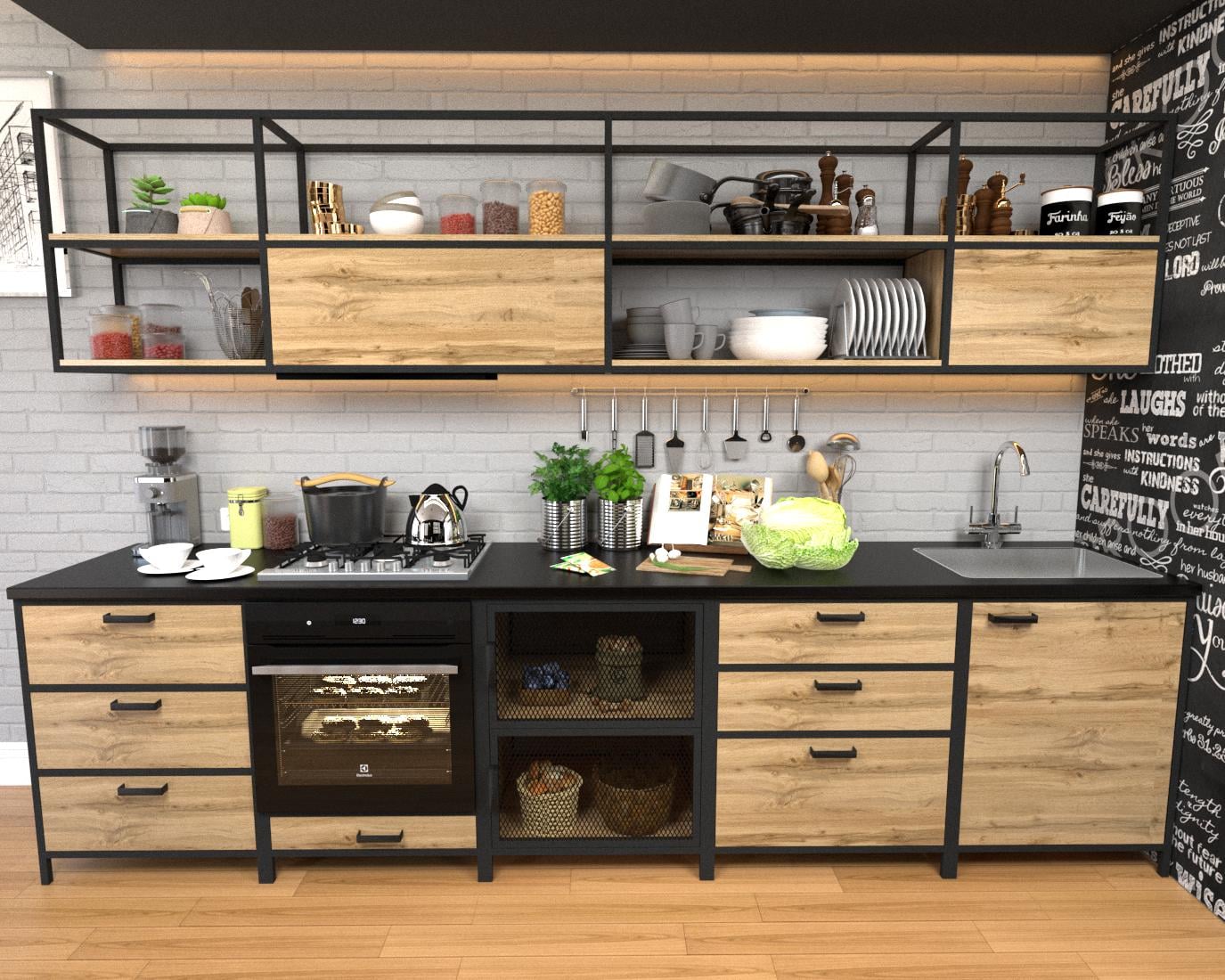 Кухня EcoLoft DSP-1481-1 в стиле лофт Дуб Аппалачи (35625588)