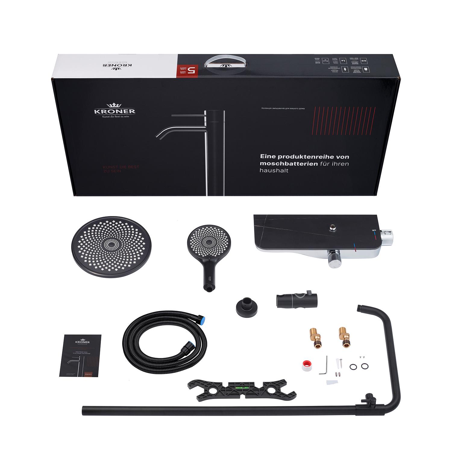 Душевая система со смесителем Kroner Armada-SCH065 CV033878 Черный (235341) - фото 16 Душевая система со смесителем Kroner Armada-SCH065 CV033878 Черный (235341) - фото 16