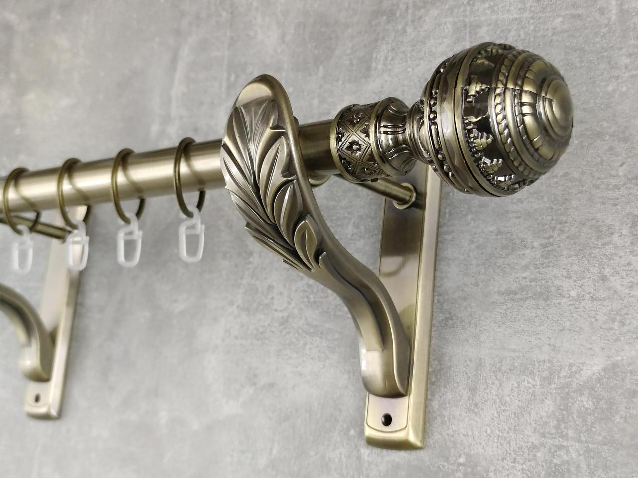 Карниз MStyle металлический для штор однорядный Арабеска 25 мм гладкий 200 см Антик (5011123)