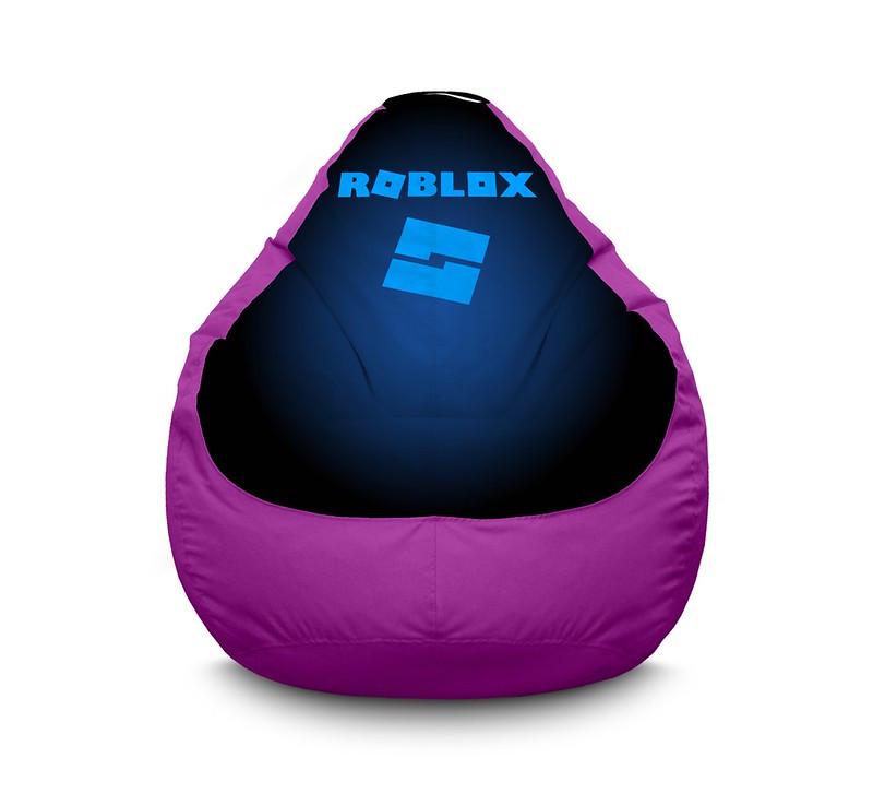 Кресло мешок iPuff Roblox Cyan logo Оксфорд XL 80x110 см Сиреневый