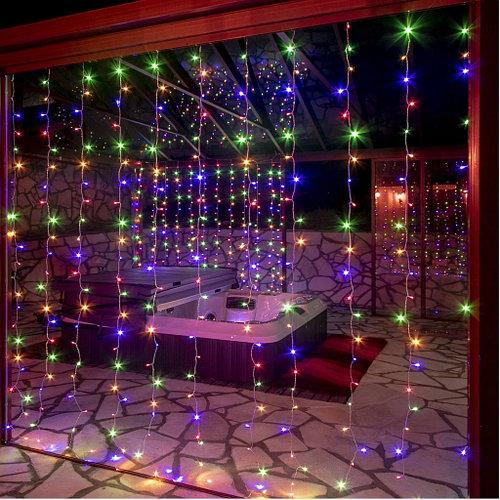 Гирлянда Штора/Водопад 240LED прозрачный шнур 3х1,5 м Мультиколор (1509679433)