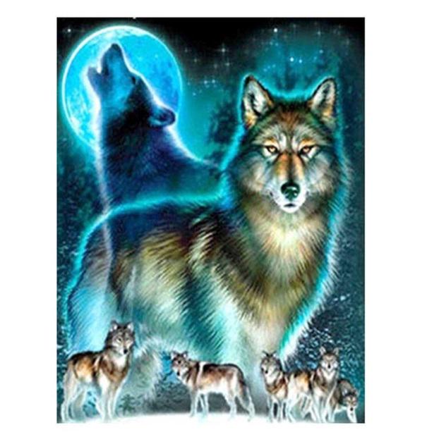 Алмазна мозаїка Вовки на полотні з підрамником 30х40 см (GB74701)