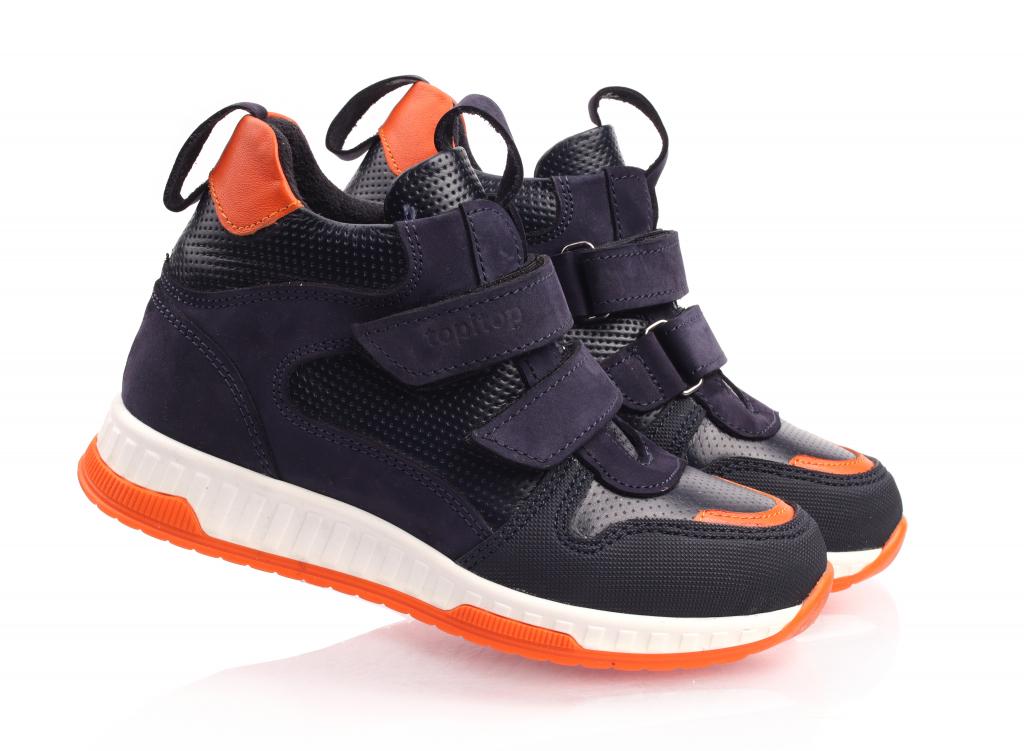 Черевики осінні Topitop для хлопчиків 3084 шкіра/нубук р. 27 Синьо-помаранчевий