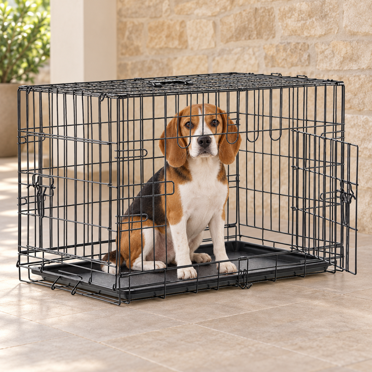 Клетка для собак Chomik PET9661 L 76x45x51,5 cм с выдвижным поддоном и съемной ручкой для квартиры/дома