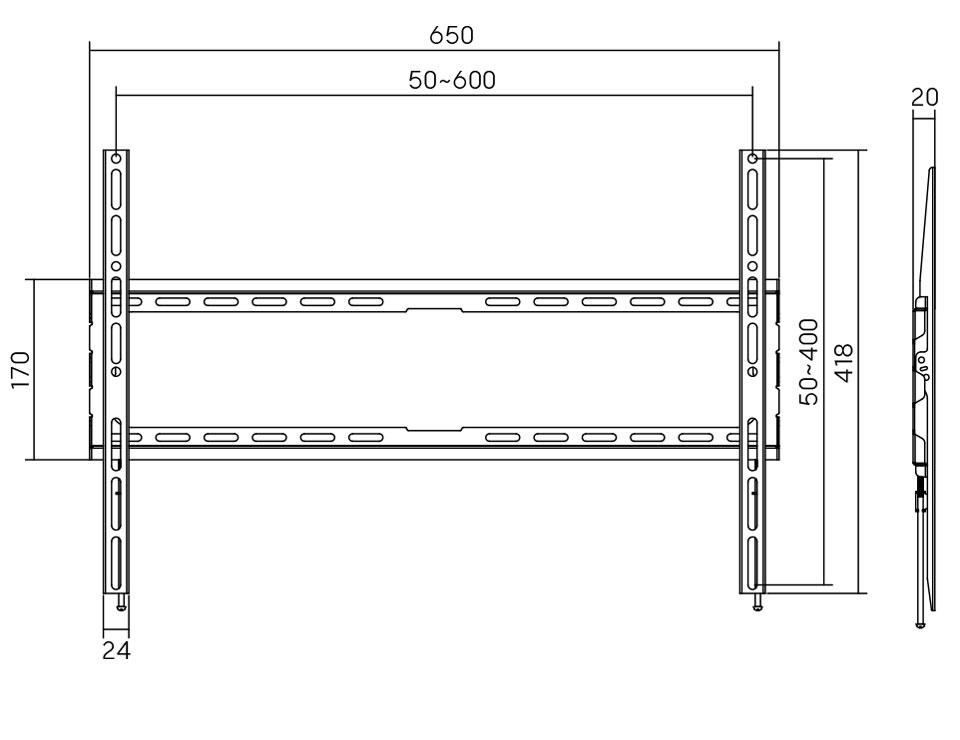 Кріплення для телевізора настінне AGN AGN80-460F фіксований 37-80" до 45 кг VESA 600x400 Black (AGN80-460F) - фото 5 Кріплення для телевізора настінне AGN AGN80-460F фіксований 37-80" до 45 кг VESA 600x400 Black (AGN80-460F) - фото 5