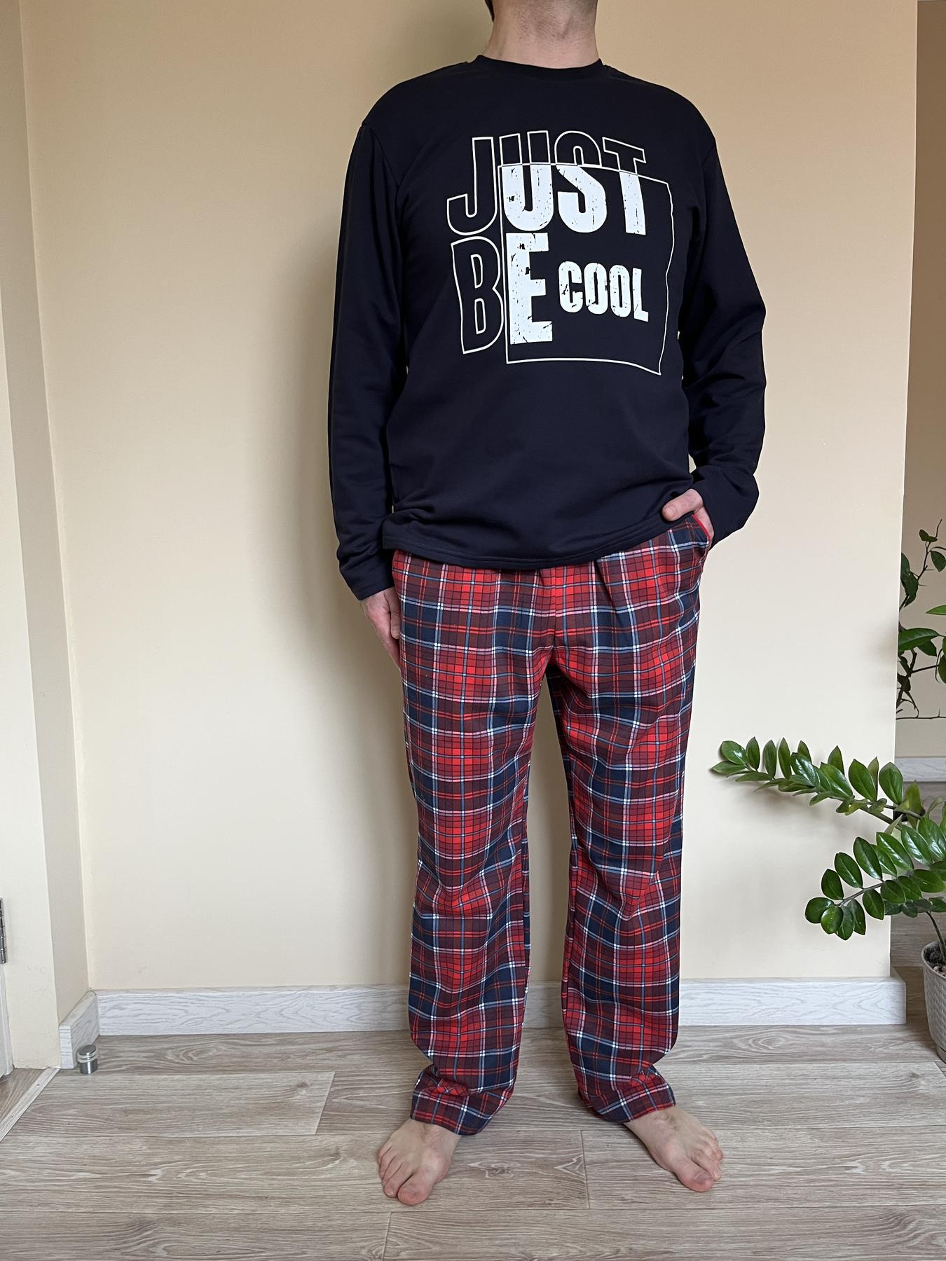 Пижама мужская теплая Just be COOL брюки/лонгслив принт в клетку M Красно-синий (KMW07) - фото 4 Пижама мужская теплая Just be COOL брюки/лонгслив принт в клетку M Красно-синий (KMW07) - фото 4