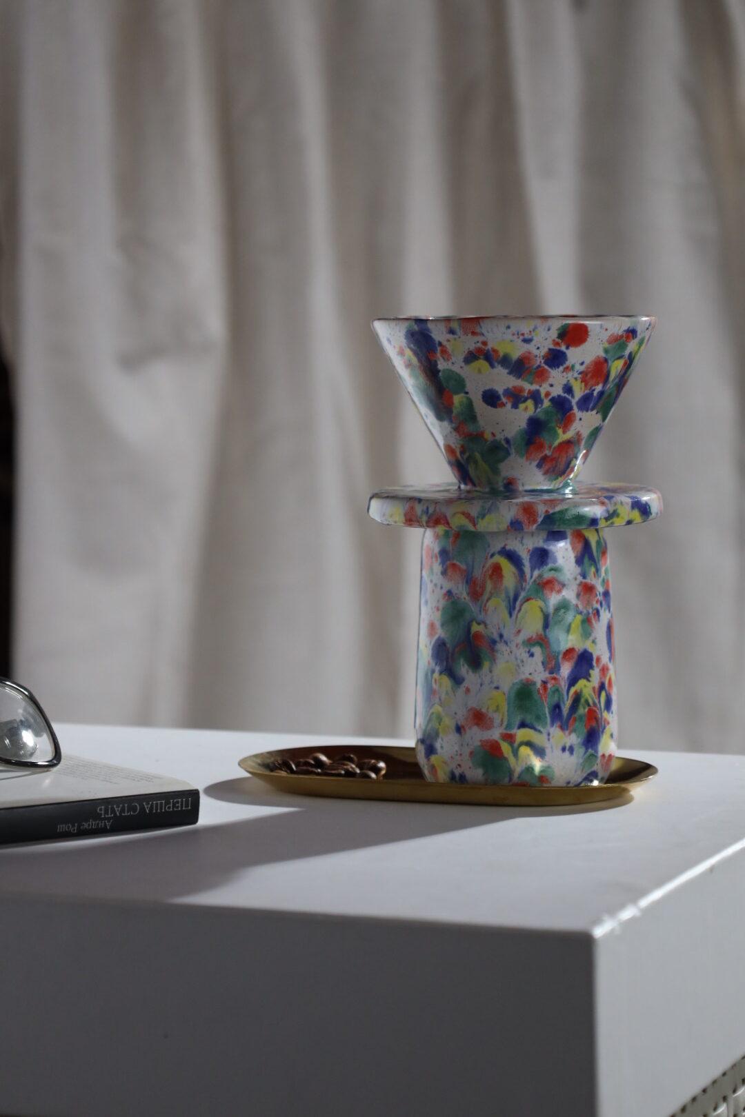 Набор ручной работы кофейный Арлекин пуровер/воронка V60/чашка (POV-002) - фото 5 Набор ручной работы кофейный Арлекин пуровер/воронка V60/чашка (POV-002) - фото 5