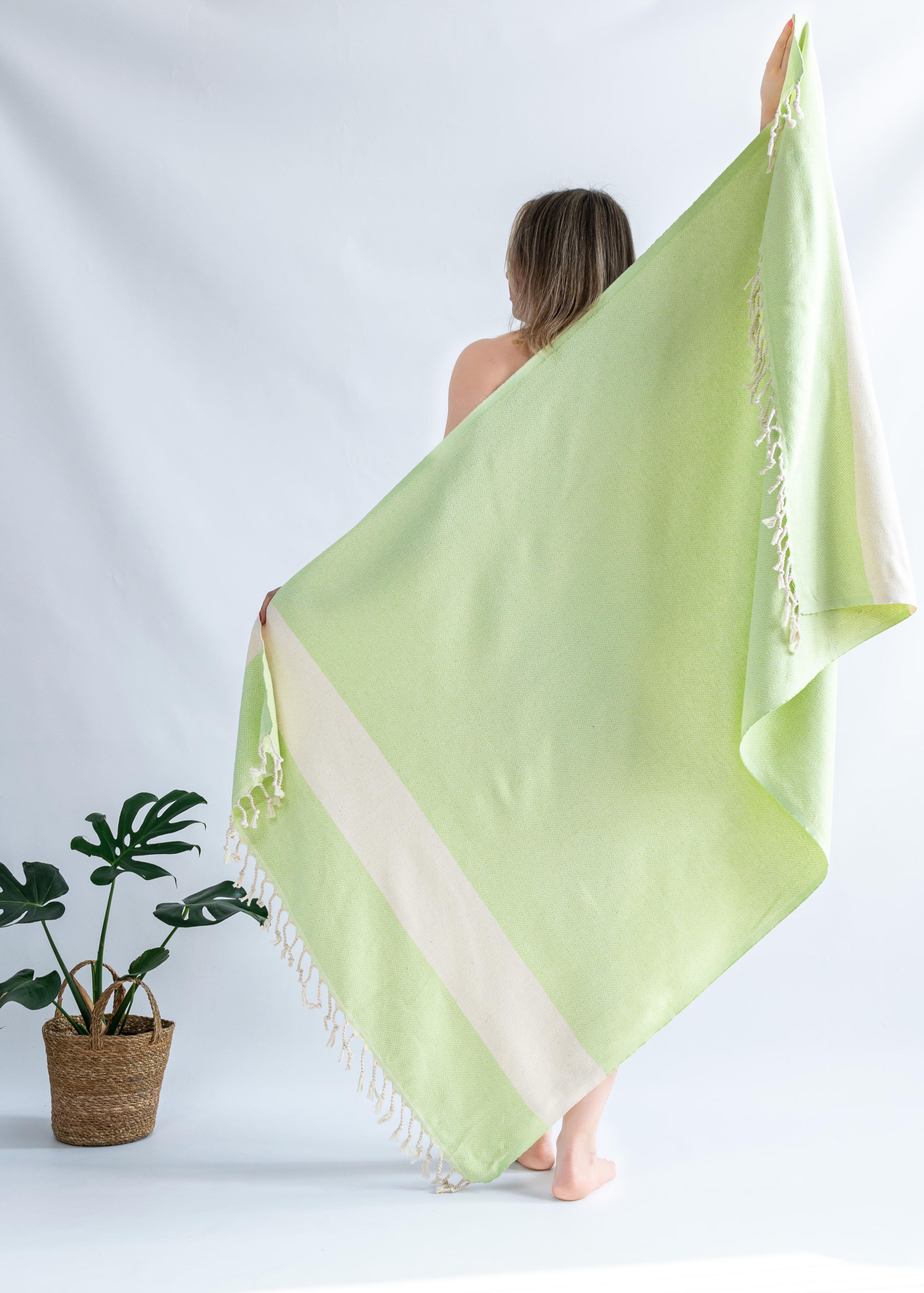 Полотенце Peshtemal Elmas 100х180 см Лаймовый/Кремовый