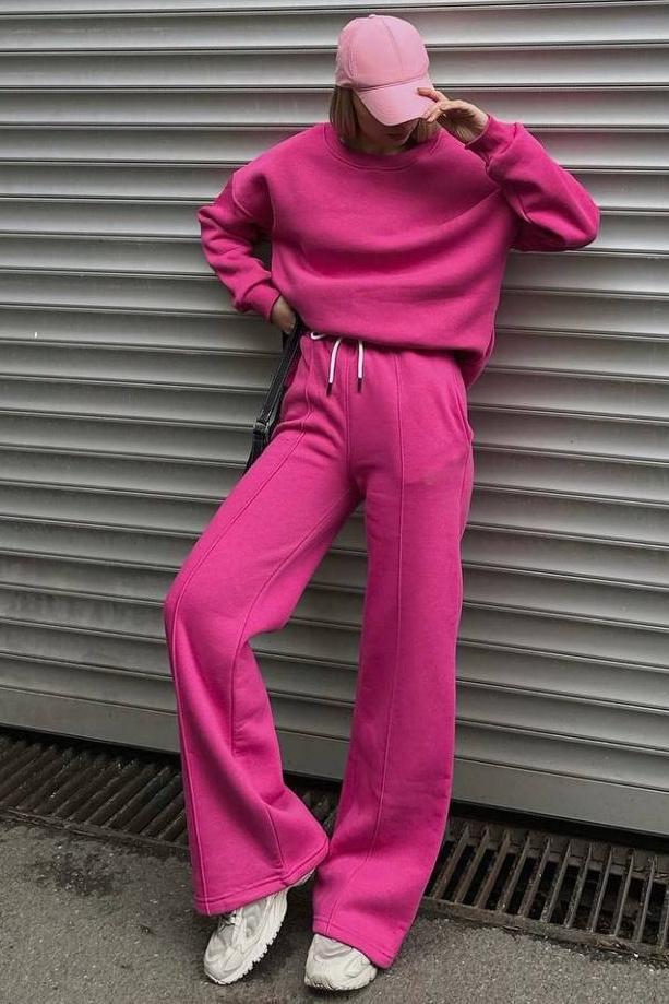 Спортивний костюм жіночий на флісі S-L Малиновий (186887)