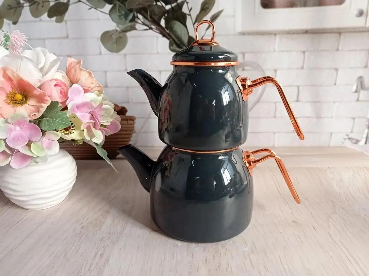 Чайник двухярусный эмалированный O.M.S. Collection 10800 1/2 л Grafit (86329)