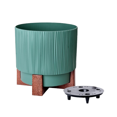 Вазон Алеана Осло зі вставкою та декоративною підставкою 12 см Зелений (УТ000103451) Вазон Алеана Осло зі вставкою та декоративною підставкою 12 см Зелений (УТ000103451)