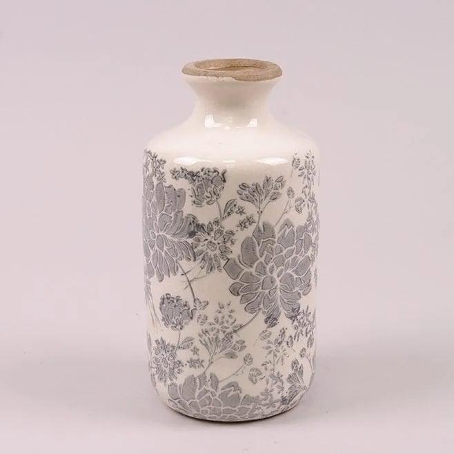 Ваза керамическая Flora Серые цветы (37695)