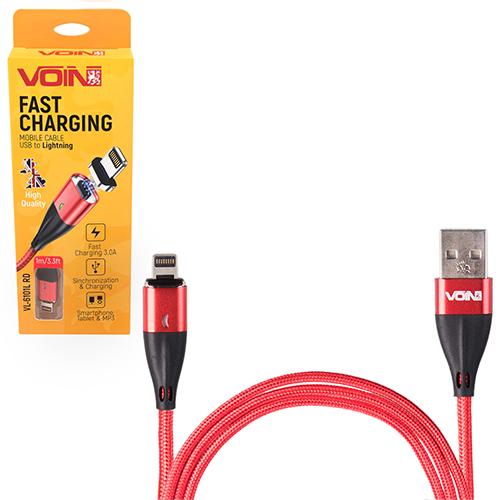 Кабель магнітний Voin USB Lightning 3А 1 m швидка зарядка/передача даних Red