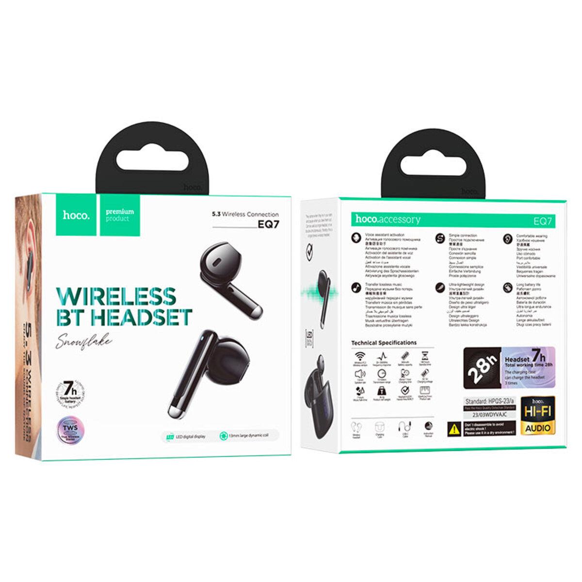 Навушники бездротові Hoco EQ7 Snowflake true wireless BT5.3 headset 300 mAh Black (6942007617727) - фото 4