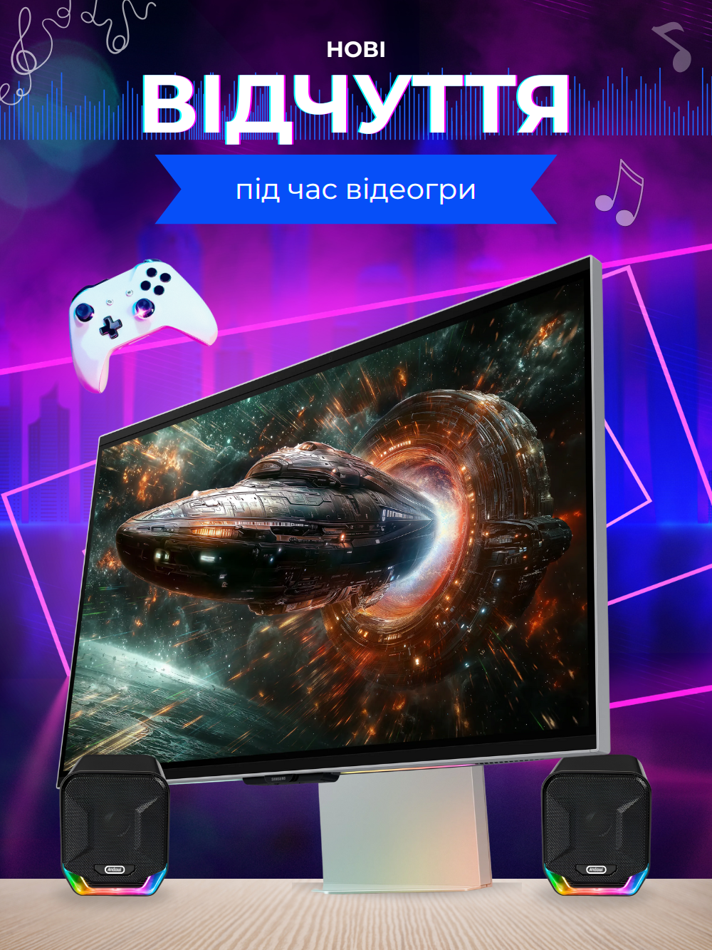 Комп'ютерні колонки Andowl Q-YX17X1 USB аудіо 6W з RGB Чорний (8cd5fc24) - фото 5