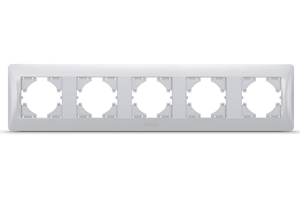 Рамка Videx BINERA 5-постовая горизонтальная Серебряный шелк (12606)