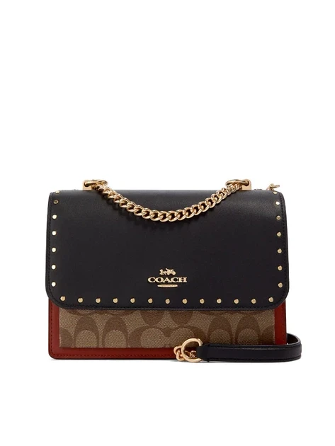 Сумка жіноча кросбоді Coach Klare Signature Canvas та ланцюжком Чорний/Різнокольоровий