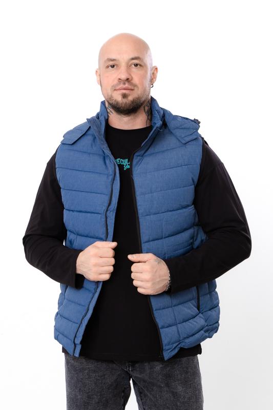 Жилетка демісезонна чоловіча однотонна з капюшоном Носи Своє р. 54 Синій (14270) - фото 3 Жилетка демісезонна чоловіча однотонна з капюшоном Носи Своє р. 54 Синій (14270) - фото 3