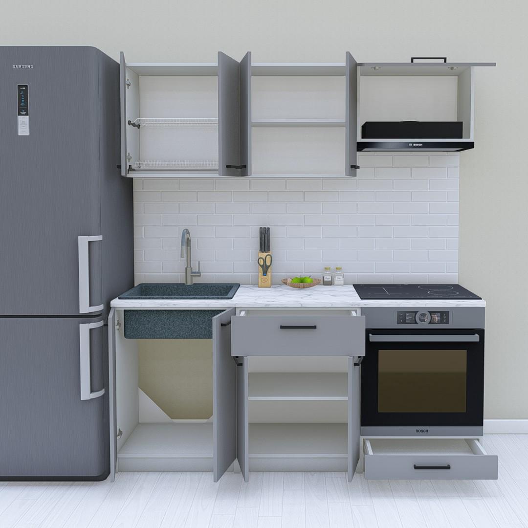 Модульная кухня Opendoors без столешницы 180 см Антрацитовый/Светло-серый (МП40/8) - фото 2 Модульная кухня Opendoors без столешницы 180 см Антрацитовый/Светло-серый (МП40/8) - фото 2