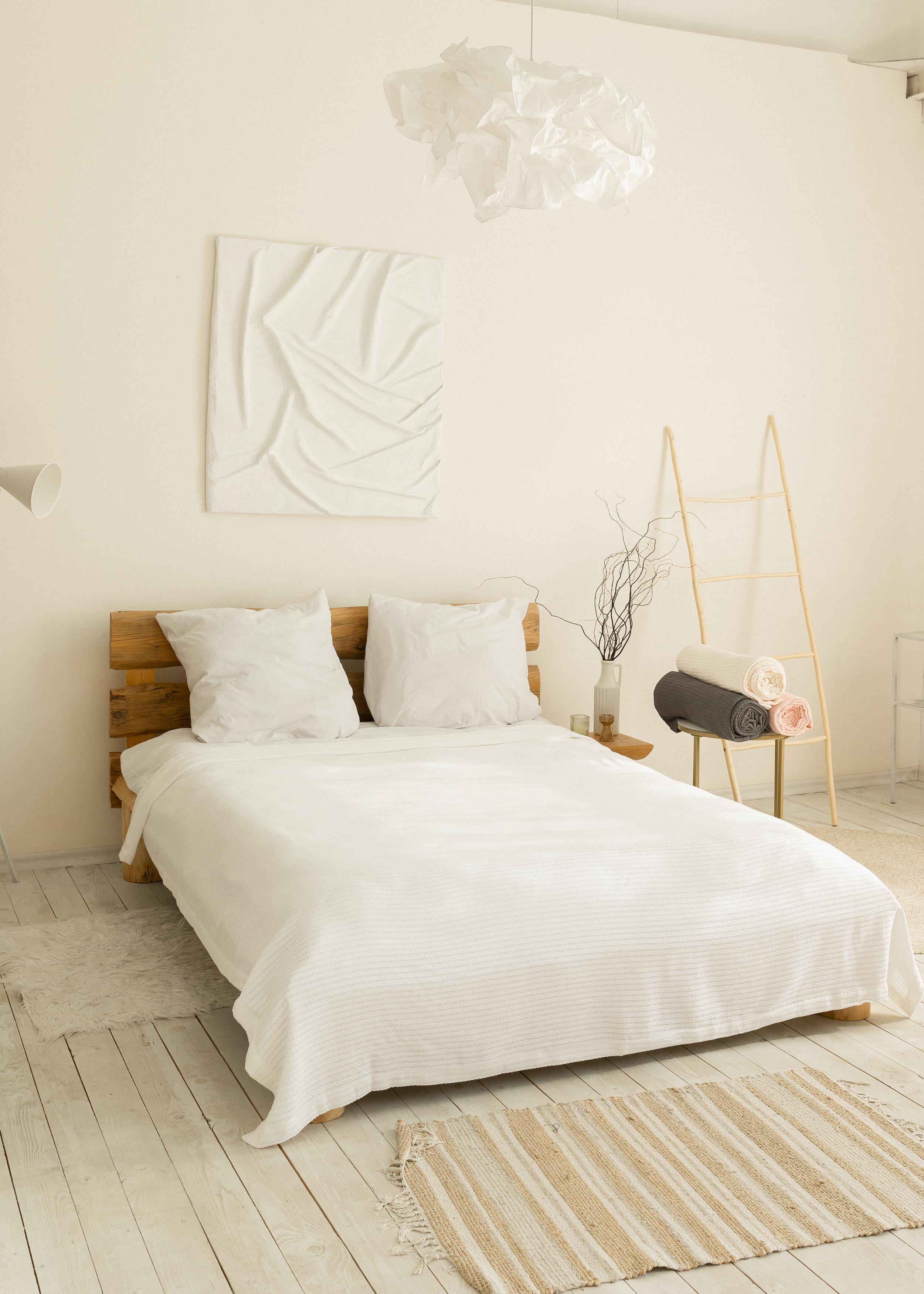 Покривало Косичка бавовна 100x230 см Білий (18245743)