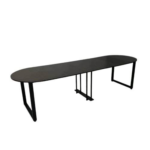 Стол кухонный LONG УТП019242 Loft овальный раздвижной 3,5 м Дуб венге/Черный мет - фото 1