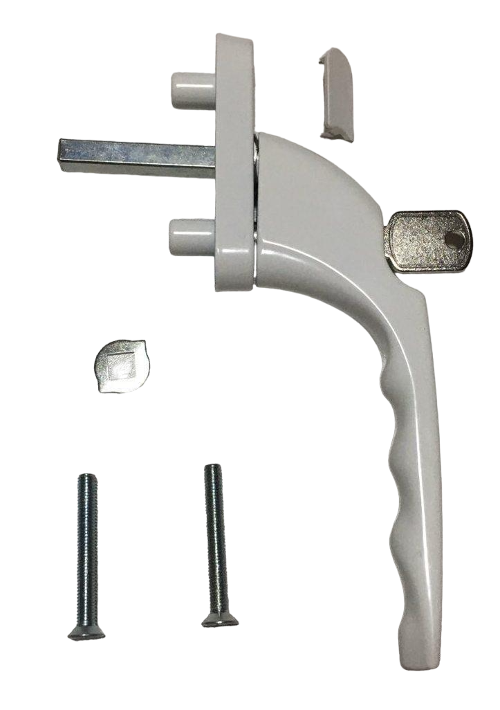 Ручка для металлопластикового окна с ключом алюминиевая узкая Белый (17301)