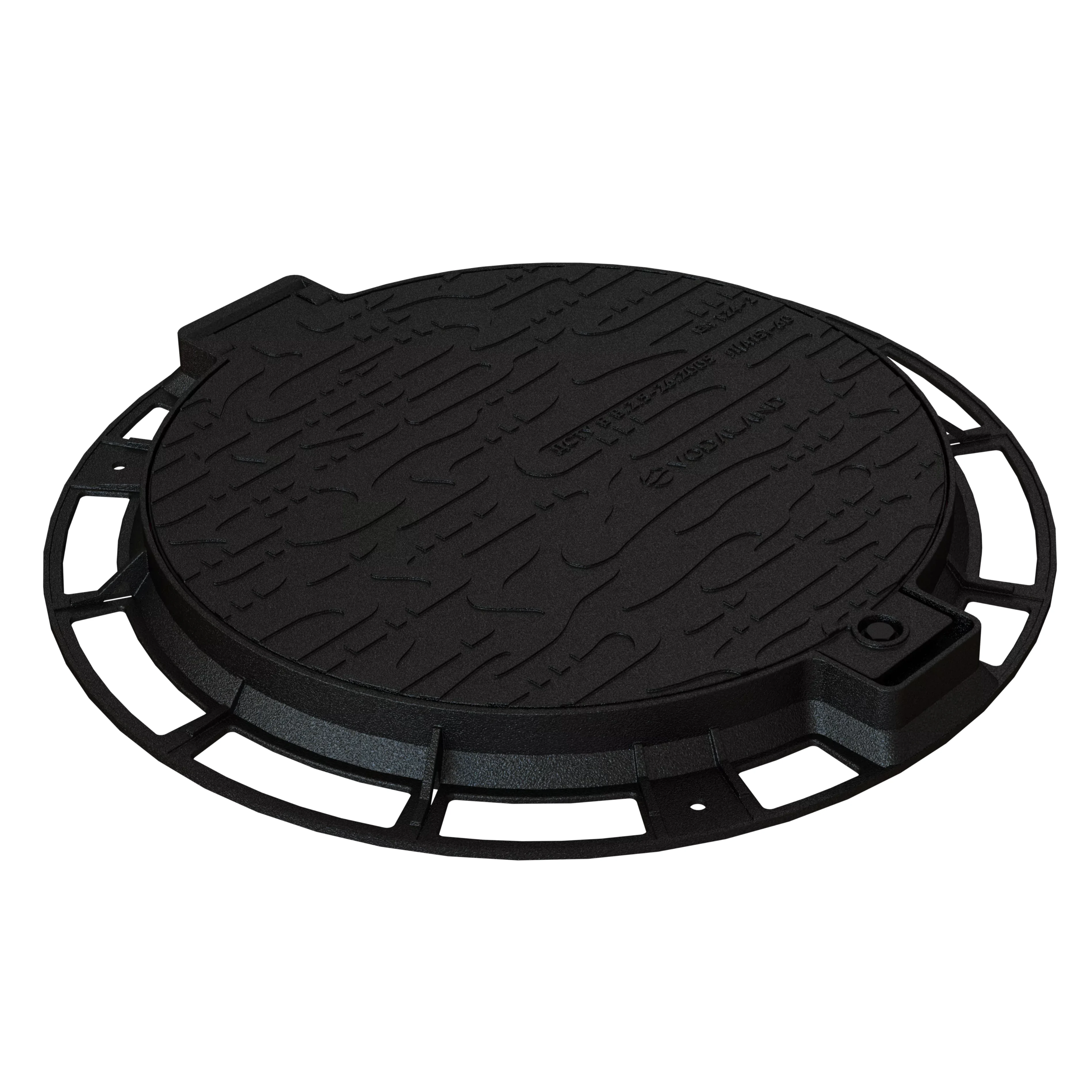 Люк чавунний Vodaland DN600 круглий легкий з замком та ущільнючою прокладкою Хвиля A15 800 мм (35258-25U)