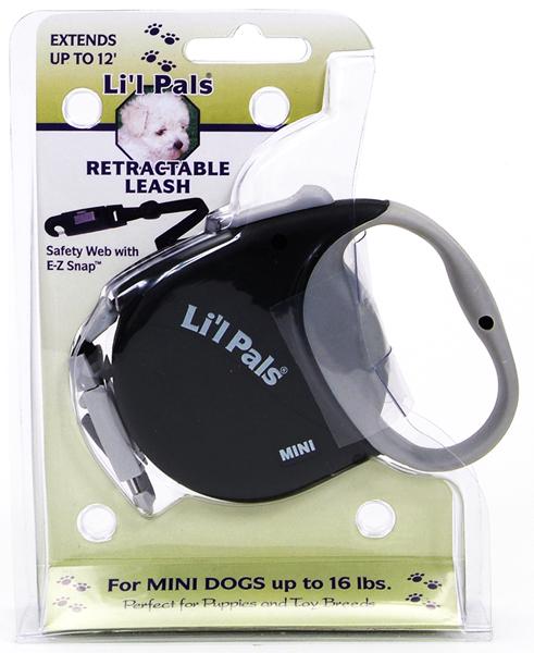 Рулетка-поводок для собак Power Walker Litl Pals mini 3,6 м до 7 кг Черный (76484089749)