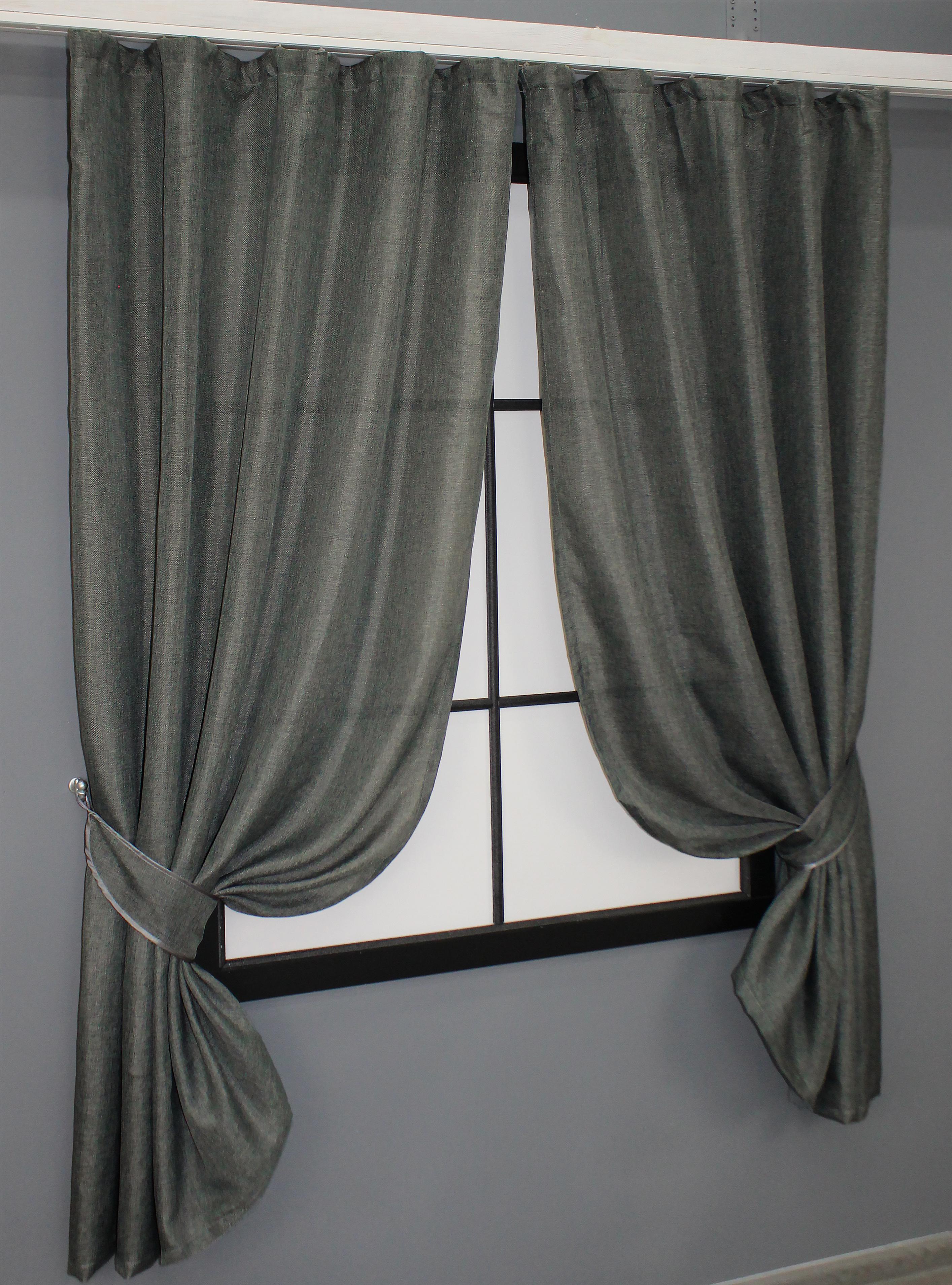 Комплект штор VR-Textil №1282ш лен/мешковина 130х170 см 2 шт. Серый (35-0084) - фото 2