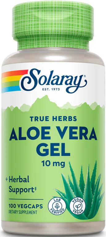Добавка натуральная Гель Алоэ Вера концентрат Solaray Aloe Vera Gel 10 мг 100 вегетарианских капсул