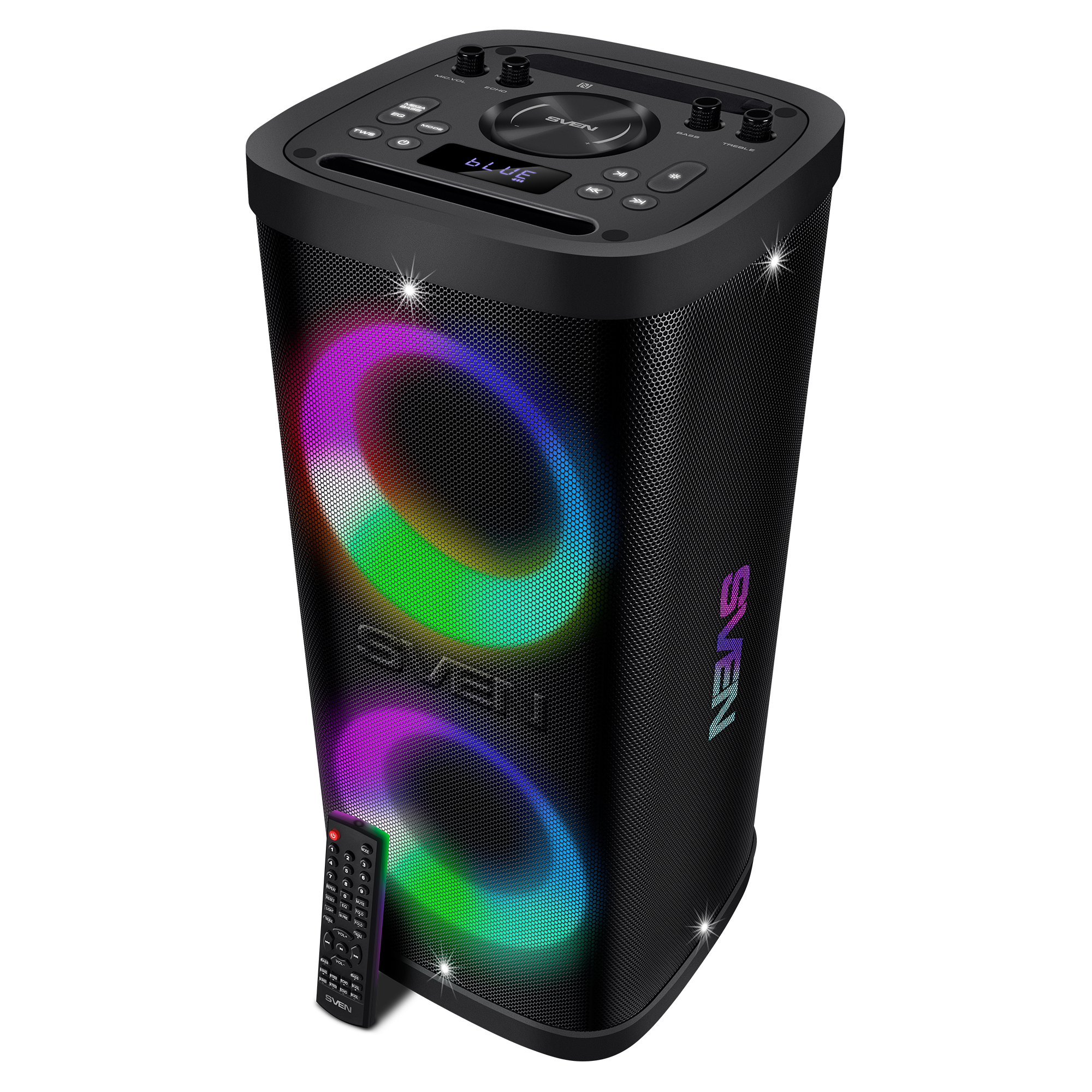 Портативная Bluetooth-колонка Sven PS-930 150 Вт с RGB-подсветкой и караоке Чорний
