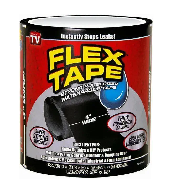 Лента водонепроницаемая ремонтная изоляционная клейкая Flex Tape 10 см х 1,5 м в банке Черный