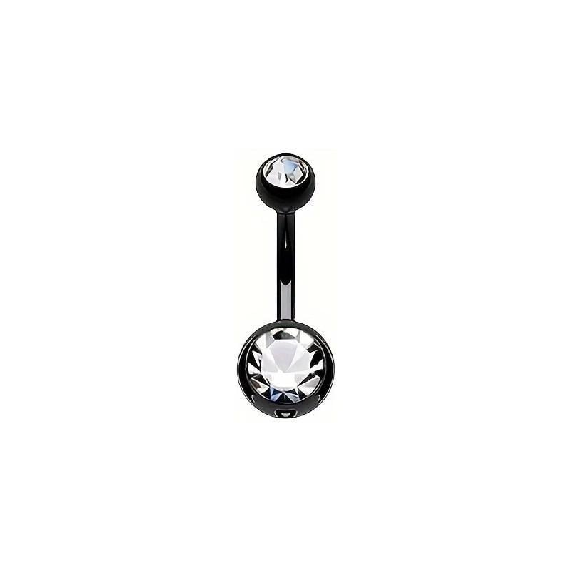 Серьга банан для пирсинга пупка из медицинской стали Прозрачный с черным (2789190634)