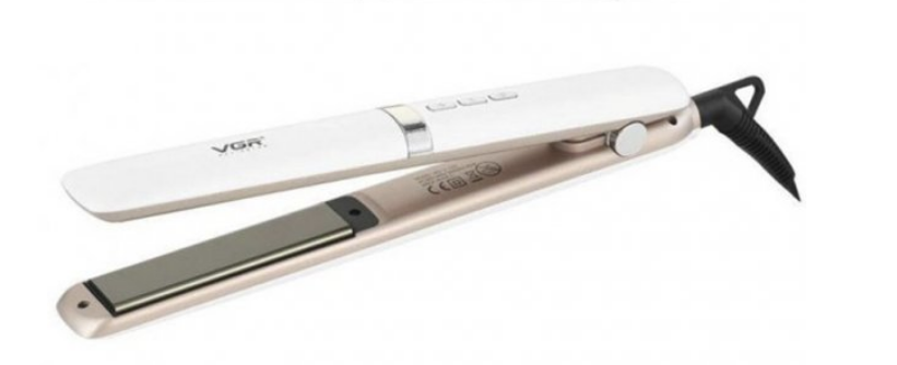Випрямляч волосся VGR V-522 з керамічними пластинами та турмаліновим покриттям LED дисплей Білий (ML-05120)