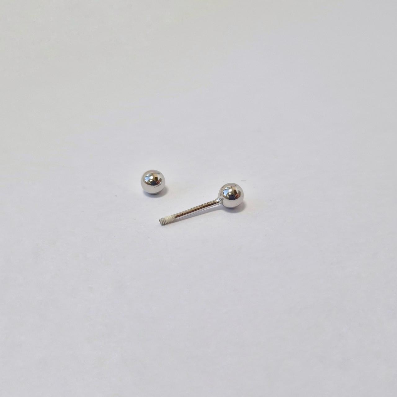 Сережка пирсинг без камней Штанга серебро 925 пробы родированное 0,65 г (6519р)