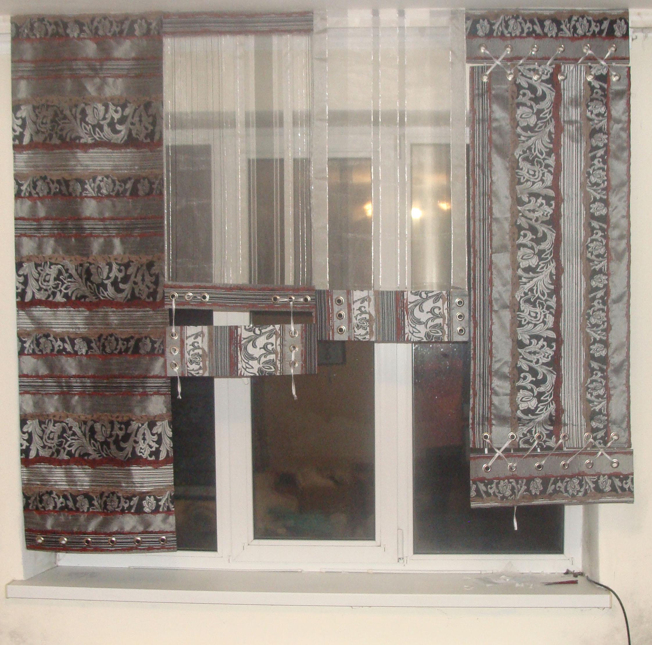 Комплект панельных занавесок Firanka Рельеф 4 шт. карниз 180 см Серый с черным (26_2п)