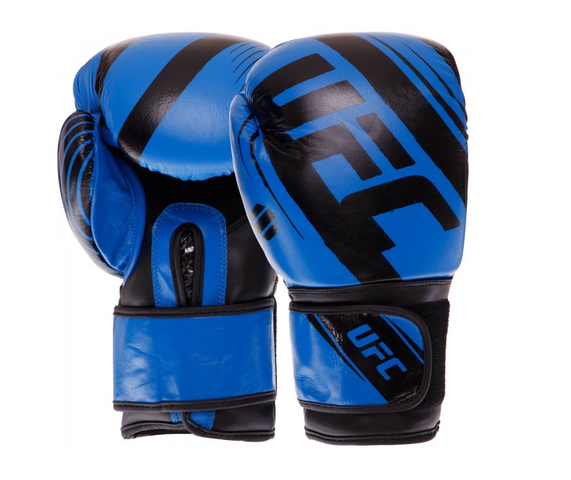 Боксерские перчатки RUSH UCF кожаные 10 oz Синий (BO-0574)
