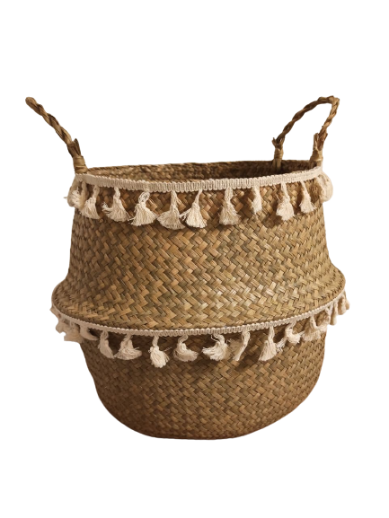 Кошик плетений з китицями XL 36х32 см (773)