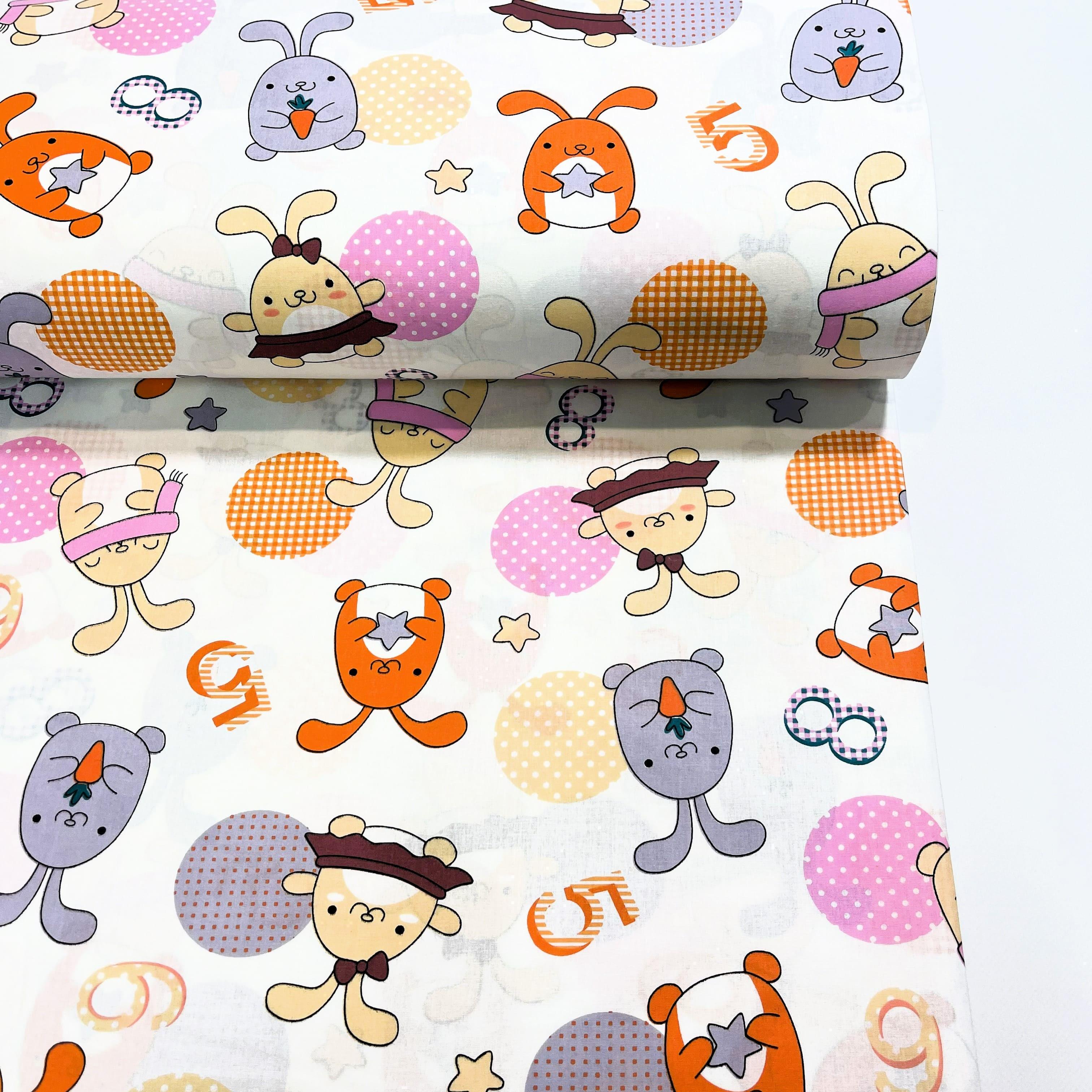 Ткань для постельного белья веселые зайчики ранфорс 240 см (10401/ORANGE 01517)