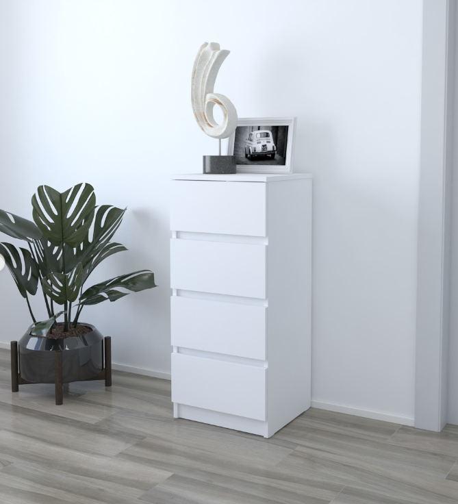 Комод на 4 шухляди без ручок Lusi 400х370х900 мм Білий