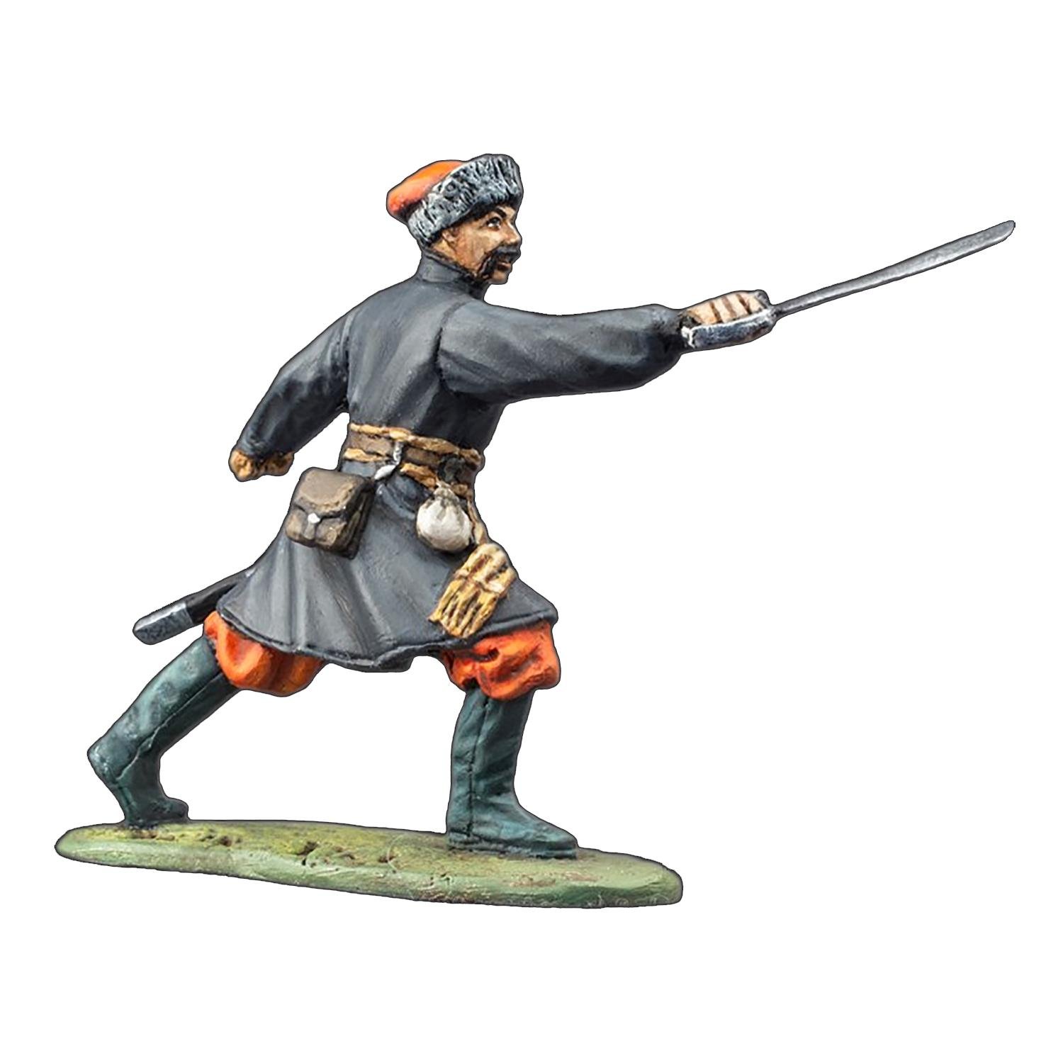Статуэтка коллекционная крашеная Казак в бою из металла и олова 6,5 см (42000030)