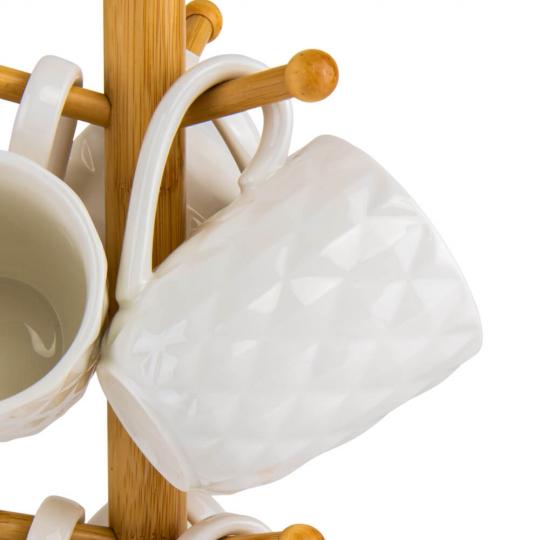 Набір кружок Elisey Біле марево із кераміки на бамбуковій підставці Білий (135-81-9183-001) - фото 2 Набір кружок Elisey Біле марево із кераміки на бамбуковій підставці Білий (135-81-9183-001) - фото 2