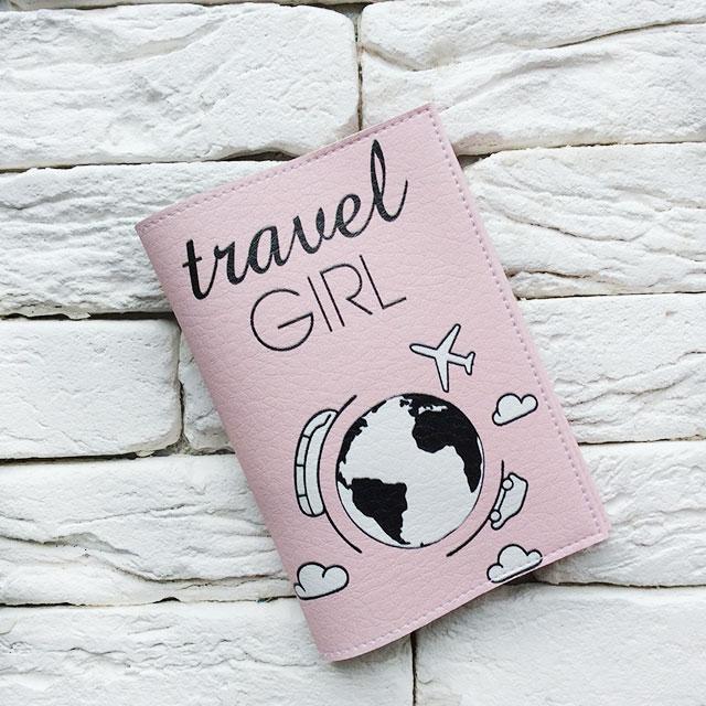Обкладинка для паспорта Travel girl Рожевий (063) Обкладинка для паспорта Travel girl Рожевий (063)