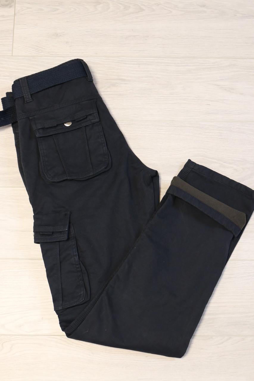 Джинсы мужские карго Iteno с накладными карманами на флисе р. 32 Синий (9072)