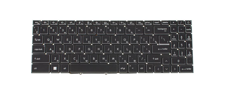 Клавіатура для ноутбука MSI GF66/GF76 rus без кадру підсвічування клавіш RGB Black (184940)