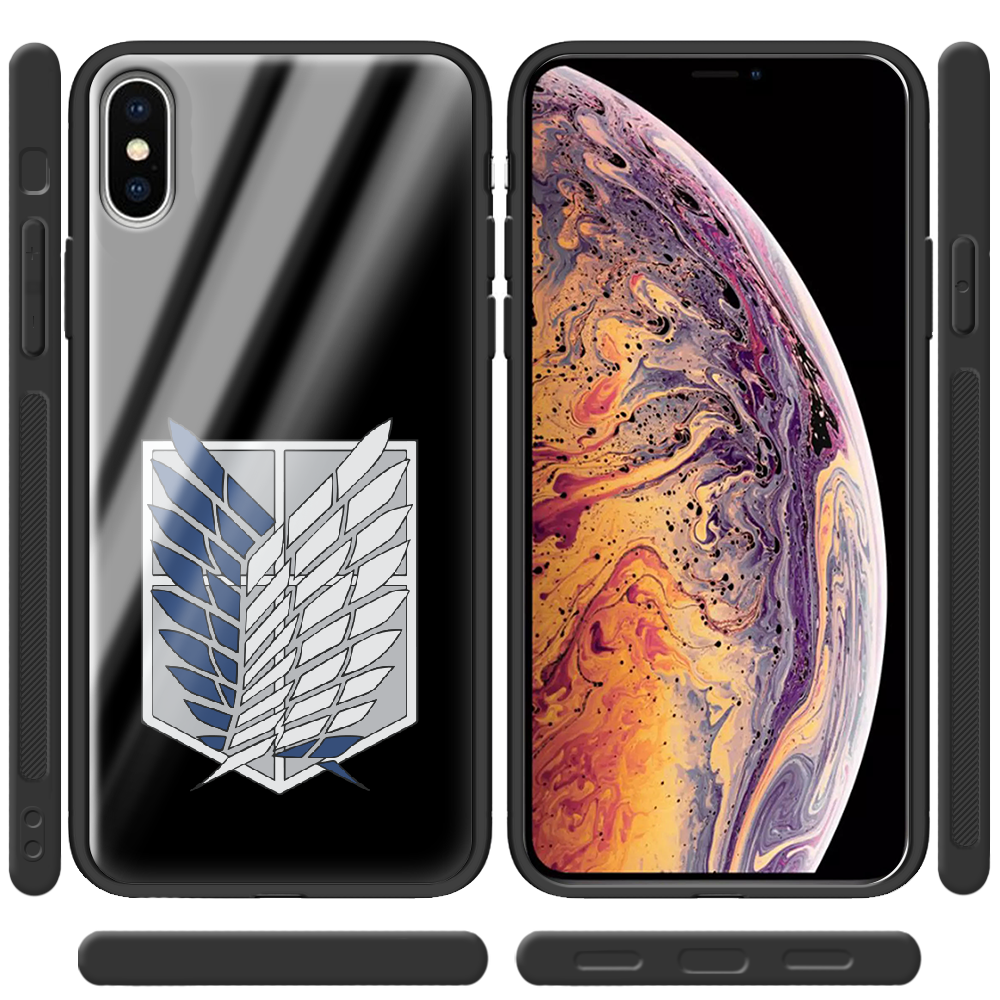 Чехол Boxface iPhone XS Max Атака Титанов Крылья Свободы Черный силикон со стеклом (35321-bk88-37735) - фото 2