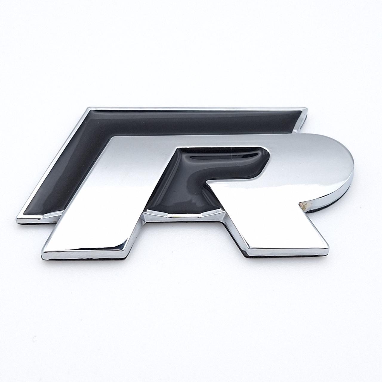 Емблема R-line на задню частину Volkswagen 5,5х3,1 см Хром/Чорний глянцевий (2159764351)
