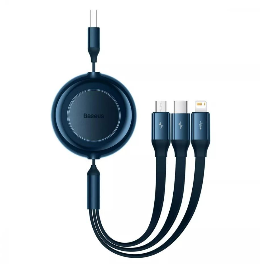Кабель Baseus Bright Mirror 2 Series 3в1 CAMJ010003 USB to Lightning/Micro USB/Type-C 3.5A 1,1 м Blue (11066902)
